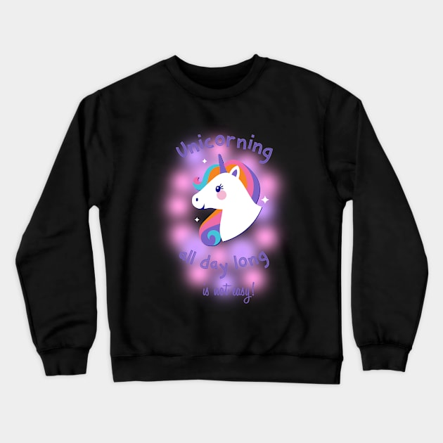 Funny all Day Unicorn Design Crewneck Sweatshirt by kansaikate